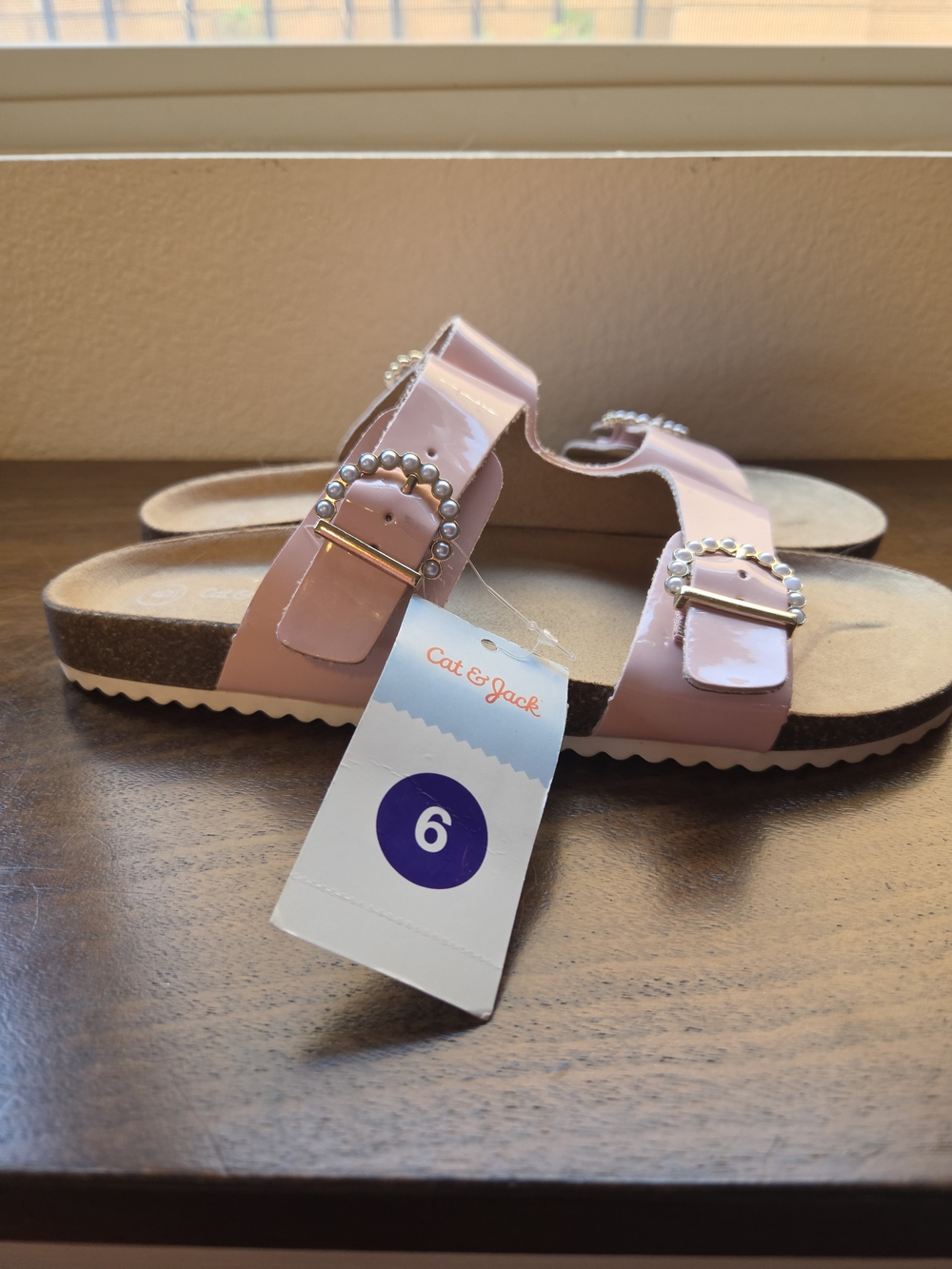 Cat & Jack Kids' Pink Buckle Slide Sandals - Size 6